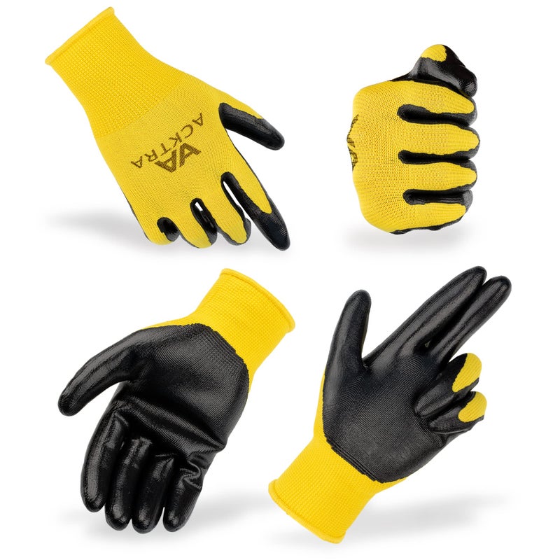 ACKTRA Ultra-Thin PU Safety WORK GLOVES 12 Pairs, WG002 Black/Black, X-Small - Image 4